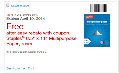 staples paper coupon