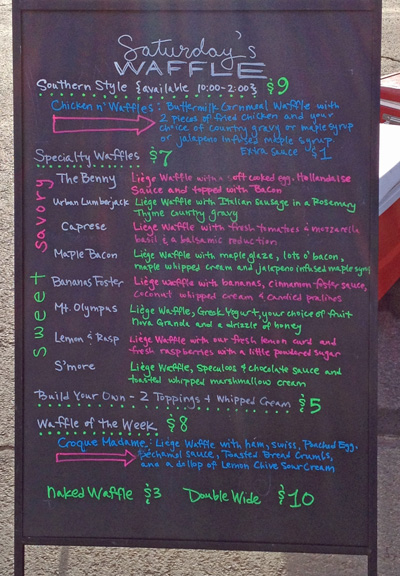 Saturday's Waffle Menu