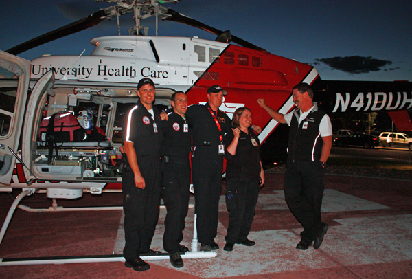 Pilot Ken Hess, Flight Nurse Nicole Milne, Flight Medic Jordan Fielding