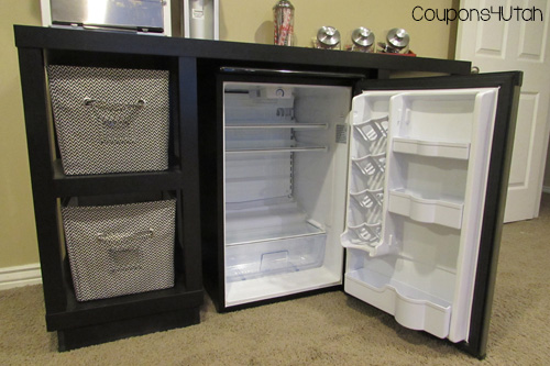 DIY Snack Station - Inexpensive desk transformed into a fun snack station for your family room, game room or theater room. Coupons4Utah