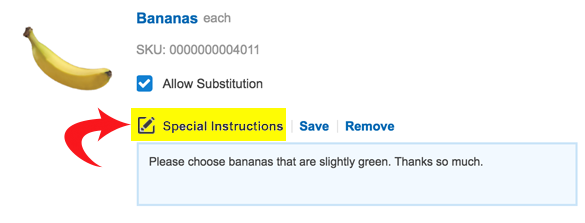 Clicklist Smith's Special Instructions