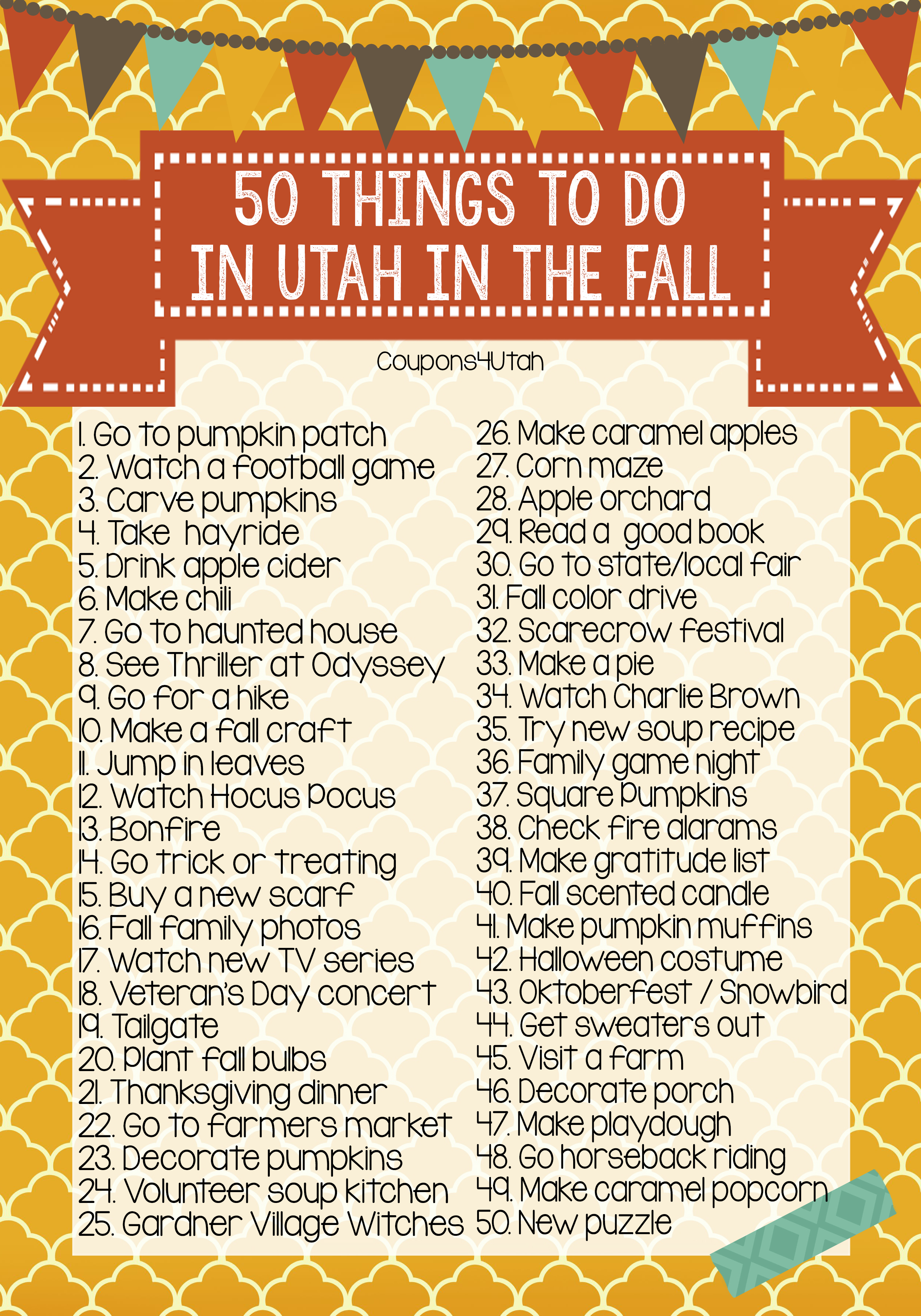 50 Fun Things To Do in Utah In Fall Printable