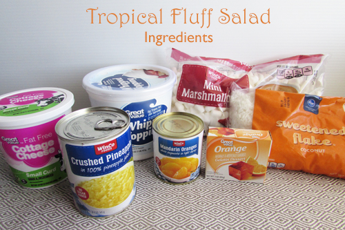 Tropical Fluff Salad - Such a quick and easy and inexpensive salad to make for a crowd. Perfect for potlucks, BBQ's and family get togethers. Coupons4Utah